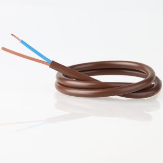 PVC Lampenkabel Elektro-Kabel Stromkabel Rundkabel braun 2-adrig, 2x0,75mm² H03 VV-F