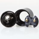E27 Bakelit-Optik Fassung schwarz Glattmantel mit Zugentlaster Kunststoff gold Quetschverbindung