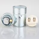 E14 Lampenfassung Metall verchromt mit Glattmantel und Zugentlastung Kunststoff gold