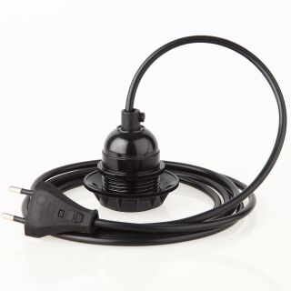 PVC Lampenpendel mit E27 Lampenfassung Bakelit Optik schwarz mit Schraubring 1-10 Meter