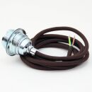 Textilkabel Braun mit E27 Lampenfassung Metall verchromt...