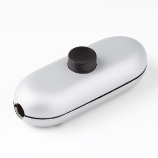 InterBär Schnurschalter Schnur-Zwischenschalter Handschalter titan-schwarz silber 81x32mm 250V/2A mit Druckschalter
