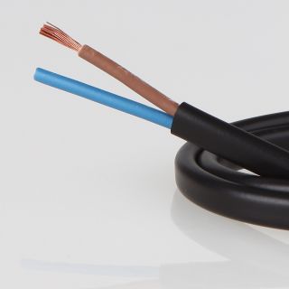 PVC-Lampen-Kabel rund Elektrokabel Leuchten schwarz 2-adrig 2x0,75 Stromkabel