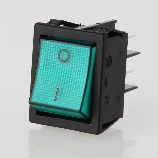 Interbär Wippschalter grün beleuchtet 2-polig EIN/AUS 30x22 mm 250V/16A