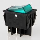 Interbär Wippschalter grün beleuchtet 2-polig EIN/AUS 30x22 mm 250V/16A
