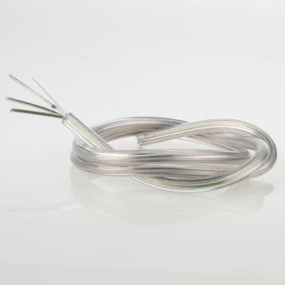 PVC Lampenkabel Elektro-Kabel Stromkabel Rundkabel transparent 3-adrig, 3x0,75mm² mit integriertem Stahlseil als Zugentlastung