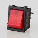 Wippschalter rot beleuchtet 2-polig 30x22 mm 250V/16A