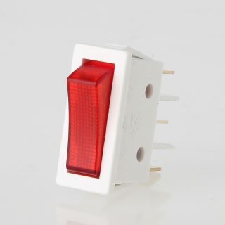 Wippschalter rot/weiß beleuchtet 1-polig 30x11 mm 250V/16A
