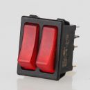 Wippschalter rot beleuchtet 2x1-polig 30x22 mm 250V/16A