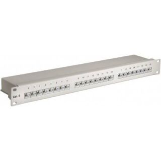24 Port CAT 6 Netzwerk Patchpanel Patchfeld grau 19 Zoll STP geschirmt