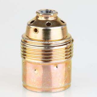 E27 Lampenfassung Metall vermessingt mit Glattmantel  und Keramik Innenkern 250V/4A