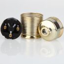 E27 Lampenfassung Metall vermessingt mit Gewindemantel...