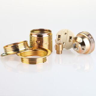 ElekTek E27 Lampenfassung, Messing – 10 Mm Gewindeeingang, Geerdet, Mit Optionalem Schnurgriff