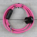 Textilkabel Pink 3-adrig mit Schnurschalter und...