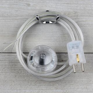 Lampen Anschlussleitung transparent 2-5m mit Fußschalter und Schutzkontakt-Stecker