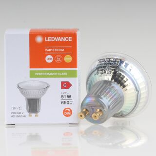 LEDVANCE GU10 PAR16 LED Leuchtmittel  7W=(51W) 2700K 650 lm 120° dimmbar Reflektor-Lampe