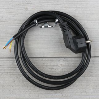 1,5m Anschlussleitung schwarz 3x1,5mm² mit Schutzkontakt-Stecker