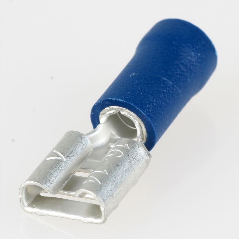 100x Kabelschuhe blau 6,3 Flachsteckhülsen Flachstecker vollisoliert 1,5-2,5mm 