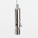 Seilstopper 10x47mm seitlicher Ausgang mit Gelenk Messing vernickelt M6 x7mm IG