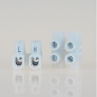 Lüsterklemme Mini transparent 2-polig bis 1,5mm² mit Beschriftung (L+N) 18x14x14mm