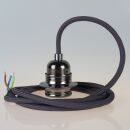 Textilkabel Graphit-Grau mit E27 Lampenfassung Metall...