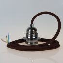 Textilkabel Braun mit E27 Lampenfassung Metall...