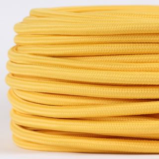 Textilkabel Stoffkabel gelb 3-adrig 3x0,75 Gummischlauchleitung 3G 0,75 H03VV-F textilummantelt