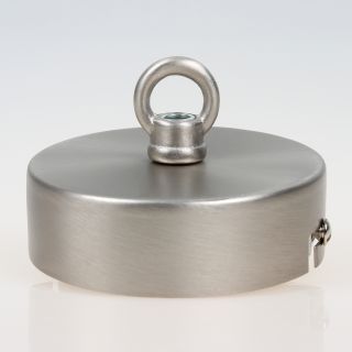 Lampen-Baldachin 80x25 Metall Edelstahloptik mit Ringnippel 22mm für Kettenaufhängung