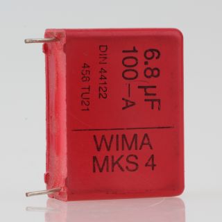 6.8uF 100V Wima MKS4 Folienkondensator rot Rastermaß 27,5mm