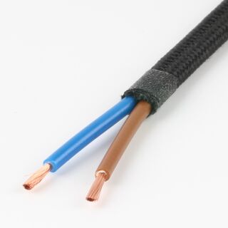 Textilkabel schwarz 2-adrig 2×0,75 mm² Flachleitung H03VVH2-F – Meterware