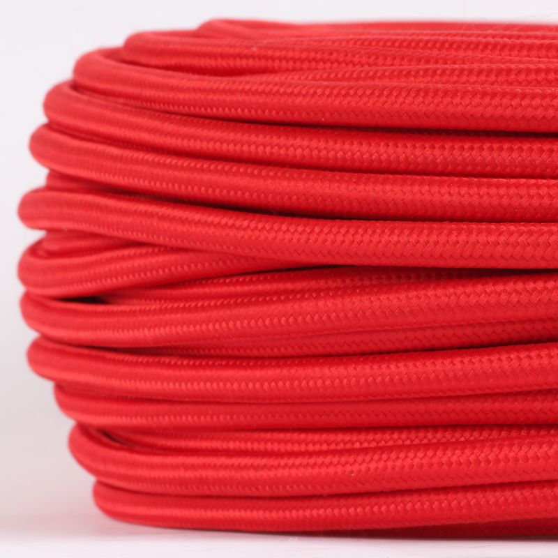 Farbe Neon Rot 3 adrig 3 x 0,75 mm² verseilt Stoffkabel Meterware Textilkabel 