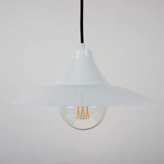 Vintage Lampenschirm Metall weiß 13x37,5mm Textilkabel mit E27 Fassung