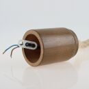 Hanf Lampenpendel mit E27 Lampenfassung und Holz Baldachin 1 Meter lang