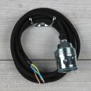 Textilkabel Schwarz mit E27 Lampenfassung Metall...