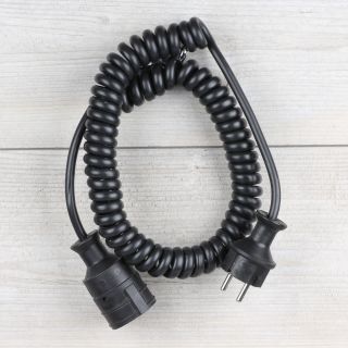 Schutzkontakt Wendel Verlängerung schwarz Spiral-Kabel Verlängerungskabel