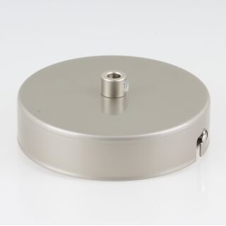 1-Loch Lampen-Baldachin Metall 100x25mm Nickel matt mit Zugentlaster für 1 Lampenpendel
