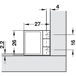 Häfele Glastür-Scharnier 170° für Glas-/Holzkonstruktionen vernickelt für Innenanschlag (2 Stück)