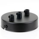 Lampen-Baldachin 100x25mm Metall schwarz für 3 Lampenpendel mit Zugentlaster aus Kunststoff