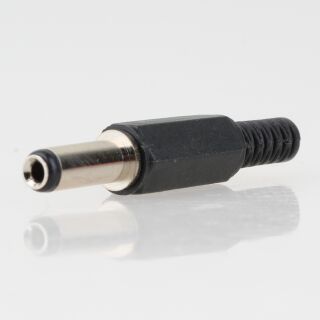 DC Stecker Kunststoff 5mm AD 2.1mm ID mit Knickschutz SL 13mm