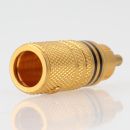 Cinchstecker Metall vergoldet für 8mm Kabel 2 x Farbring schwarz