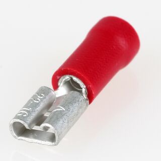 Flachsteckhülse rot 0,5x4,8 halbisoliert für Leitungsquerschnitt 0,5-1,5mm²