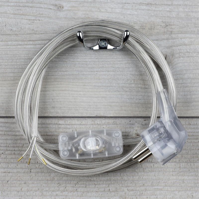 Kabel Leitung Stecker Netz Schalter Euro Lampe BRAUN Stromkabel Netzkabel Schnur 