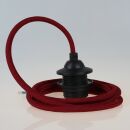 Textilkabel Bordeaux Rot mit E27 Dach-Lampenfassung schwarz 1-5m