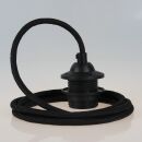 Textilkabel Schwarz mit E27 Dach-Lampenfassung schwarz 1-5m