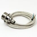 Textilkabel Kiesel mit Vintage E27 Lampenfassung Messing...