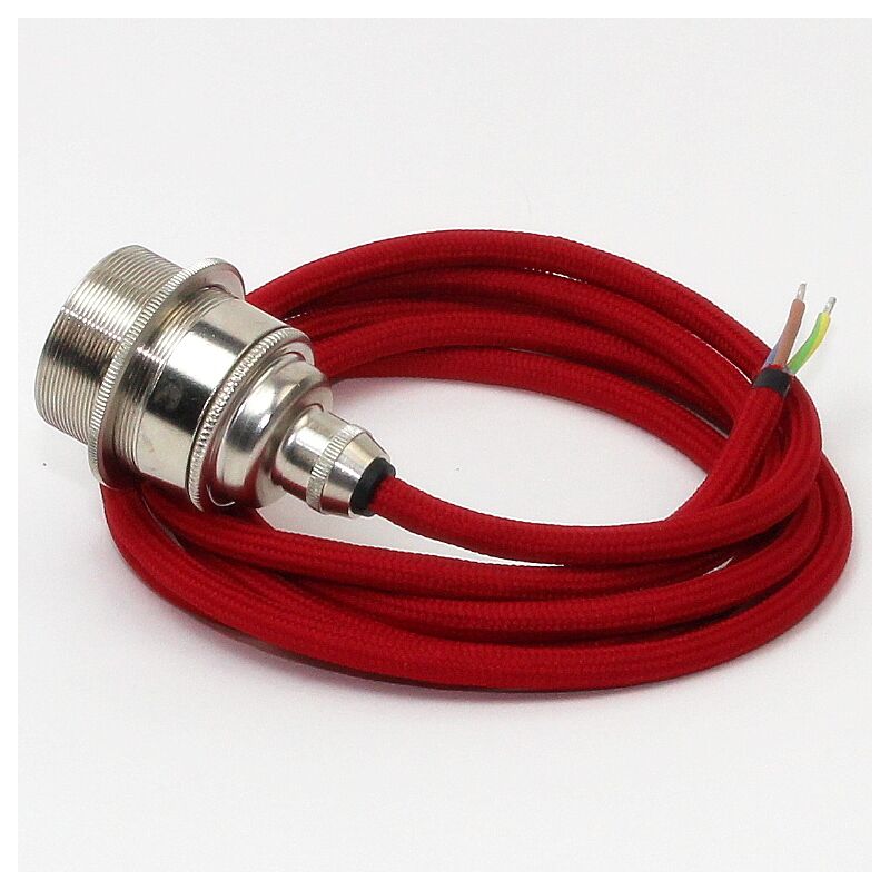 Textilkabel Neon Rot/Schwarz Zick-Zack – 3-adrig, 3x0,75 Mm² – Stoffkabel Für Lampen & Dekoration